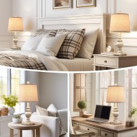 Drawealth 21 Small Rustic Farmhouse Table Lamps For Bedrooms Set Of 2 Nightstand Lamps With Linen Shades Traditional Side Tabl