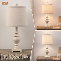 Drawealth 21 Small Rustic Farmhouse Table Lamps For Bedrooms Set Of 2 Nightstand Lamps With Linen Shades Traditional Side Tabl