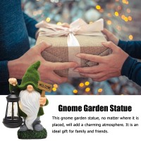 Halpssfm Garden Gnome Statue Solar Light Outdoor Decorations Figurine Welcome Sign With Lantern Sculpture Garden Decor Lawn Pati