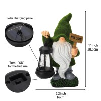 Halpssfm Garden Gnome Statue Solar Light Outdoor Decorations Figurine Welcome Sign With Lantern Sculpture Garden Decor Lawn Pati