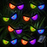 Solar Halloween Spooky Eyes String Lights 8 Pack Solar Powered 16 Led Eyes Lights Red Green Blue Purple Flashing Peeping Eyes W