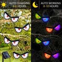 Solar Halloween Spooky Eyes String Lights 8 Pack Solar Powered 16 Led Eyes Lights Red Green Blue Purple Flashing Peeping Eyes W