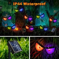 Solar Halloween Spooky Eyes String Lights 8 Pack Solar Powered 16 Led Eyes Lights Red Green Blue Purple Flashing Peeping Eyes W