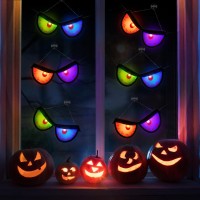 Solar Halloween Spooky Eyes String Lights 8 Pack Solar Powered 16 Led Eyes Lights Red Green Blue Purple Flashing Peeping Eyes W