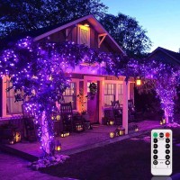 Ghustar Halloween Lights Battery Operated Purple Lights Total 52Ft 120 Leds Crystal Globe String Lights Remote Timer 8 Ligh