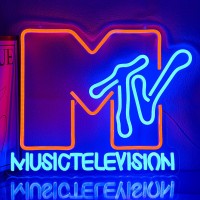 Ylouxrm Music Television Neon Sign Mtv Neon Lights Sign For Bedroom Dimmable Music Led Neon Light Sign For Music Record Room Bee