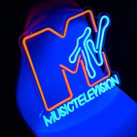 Ylouxrm Music Television Neon Sign Mtv Neon Lights Sign For Bedroom Dimmable Music Led Neon Light Sign For Music Record Room Bee