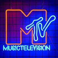 Ylouxrm Music Television Neon Sign Mtv Neon Lights Sign For Bedroom Dimmable Music Led Neon Light Sign For Music Record Room Bee