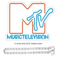 Ylouxrm Music Television Neon Sign Mtv Neon Lights Sign For Bedroom Dimmable Music Led Neon Light Sign For Music Record Room Bee