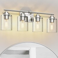 Skejao 4 Light Bathroom Vanity Light Over Mirror Nickel Vanity Light For Bathroom Bathroom Light Fixture Wall Sconce Lighting Fo