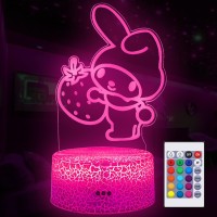 Cobiku 3D Illusion Night Light For Kids Cute Lamp Led Night Light Anime Charater 16 Colours Change With Remote Control Kitty L