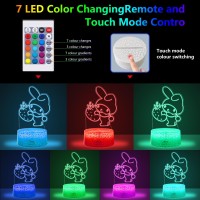 Cobiku 3D Illusion Night Light For Kids Cute Lamp Led Night Light Anime Charater 16 Colours Change With Remote Control Kitty L