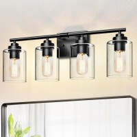 Skejao 4 Light Bathroom Vanity Light Over Mirror Black Vanity Light For Bathroom Matte Black Bathroom Light Fixture Wall Sconce