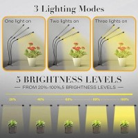 Ipower Led Grow Lights With Full Spectrum Plant Growing Lamp For Indoor Plant 3 Modes Timing Function 3 Tubes Yellow