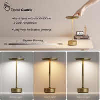 Tbbga Cordless Table Lamps Rechargeable Portable 5000Mah Battery Operated Lamp 3 Color Stepless Dimming Led Table Light With M