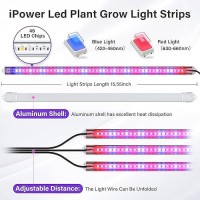 Ipower 40W Led Plant Grow Light Strips Full Spectrum For Indoor Plants With Auto Onoff 3912H Timer 10 Dimmable Levels 48 Led