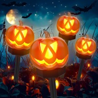 Halloween Decorations Outdoor 4 Pack Solar Halloween Lights Outdoor Halloween Decor Jack O Lantern Lights Solar Powered Pumpki