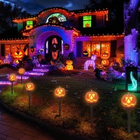 Halloween Decorations Outdoor 4 Pack Solar Halloween Lights Outdoor Halloween Decor Jack O Lantern Lights Solar Powered Pumpki