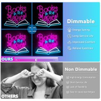 Augelre Books Are Magical Neon Sign Neon Signs For Wall Decor Dimmable Led Signs For Bedroom Light Up Signs For Classroom Rea