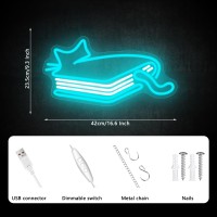 Augelre Book Cat Neon Sign Neon Signs For Wall Decor Dimmable Led Signs For Bedroom Light Up Signs For Classroom Kidsroom Boo