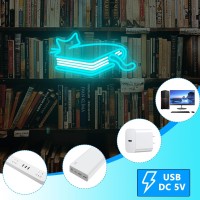 Augelre Book Cat Neon Sign Neon Signs For Wall Decor Dimmable Led Signs For Bedroom Light Up Signs For Classroom Kidsroom Boo