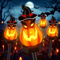 4 Pack Solar Halloween Lights Outdoor Halloween Decor Halloween Decorations Outdoor Jack O Lantern Lights Solar Powered Pumpki