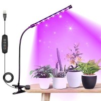 Ipower 21 Led Grow Light With Full Spectrum For Indoor Plants Adjustable Gooseneck 3 Light Modes10 Dimmable Levels Auto 6H9