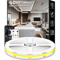 Letianpai 50Ft Cob Led Strip Lights 6500K Bright Daylight White Lights High Density Uniform Cob Rope Light Appremote Control I