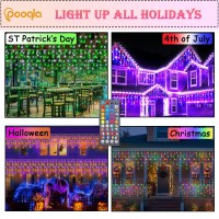 Color Changing Icicle Lights With 44 Keys Remote Christmas Led Icicle Lights Outdoor 210 Led 20Ft Rgb Waterproof Hanging Strin