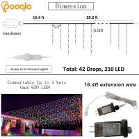 Color Changing Icicle Lights With 44 Keys Remote Christmas Led Icicle Lights Outdoor 210 Led 20Ft Rgb Waterproof Hanging Strin