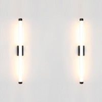 Reddragon Lighting Set Of 2 Bright Warm White Led Vanity Lights Indoor Waterproof Wall Lamp Modern Black Linear Sconces For Bath