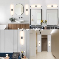 Reddragon Lighting Set Of 2 Bright Warm White Led Vanity Lights Indoor Waterproof Wall Lamp Modern Black Linear Sconces For Bath