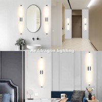 Reddragon Lighting Modern Wall Sconces Set Of Two Dimmable Hardwired Wall Sconces Bright Led Matte Black Linear Wall Light Fixtu