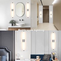 Reddragon Lighting 2Pack Hardwired Minimalist Long Warm White Wall Light Linear Tube Led Wall Vanity Sconce For Bathroom Bedroo