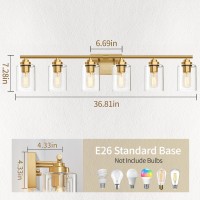 Skejao 6 Light Bathroom Vanity Light Over Mirror Gold Vanity Light For Bathroom Bathroom Light Fixture Wall Sconce Lighting For