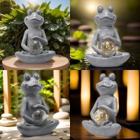 Halpssfm Solar Frog Garden Statues Meditating Yoga Frog Statue Housewarming Gifts For Womenmom Zen Garden Frog Figurines For La