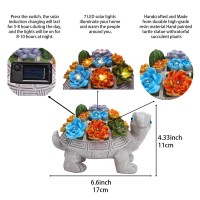 Halpssfm Solar Garden Turtle Statues 7 Led Lights Outdoor Decor Turtle With Succulent Resin Sculpture Patio Porch Balcony Yard L