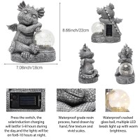 Halpssfm Garden Outdoor Dragon Statue Holding Solar Magic Orb Led Light Resin Adorable Baby Dragon Figurines For Patio Balcony Y