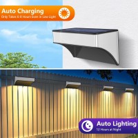 Solar Fence Lights Outdoor 8 Pack Waterproof Bright 60 Lumen Led Aluminum Alloy Wall Lights Upgrade 5 Modes 10 Color Warm Co