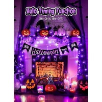 Minetom Halloween String Lights Battery Operated 2 Pack Total 33Ft 100 Led Battery Powered Fairy Lights With Timer 8 Modes Wate