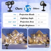 Snowflake Christmas Light Projector Outdoor 2024 Upgraded Dual Head Projection Design Ip65 Waterproofantifreezing Led Christ