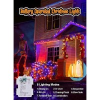 Minetom Halloween String Lights Battery Operated 17Ft 50 Led Battery Powered Fairy Lights With Timer 8 Modes Waterproof String