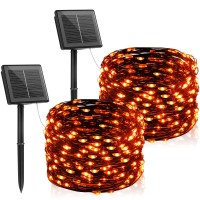 Minetom Solar String Lights For Outside 2 Packs Total 66Ft 200 Led Outdoor Solar Fairy Lights 8 Modes Balcony Lights For Hallo