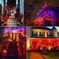 Orange Lights 2 Packs Total 66 Feet 200 Led Solar Fairy Lights Halloween Lights Outdoor With 8 Modes Waterproof Twinkle Fall