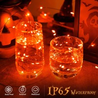 Orange Lights 2 Packs Total 66 Feet 200 Led Solar Fairy Lights Halloween Lights Outdoor With 8 Modes Waterproof Twinkle Fall