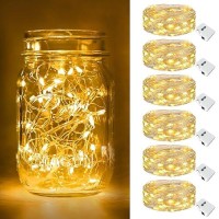 Btfarm 6 Pack Led Fairy Lights Battery Operated 3 Modes 7Ft 20 Led Twinkle String Lights Waterproof Mini Silver Wire Firefly S