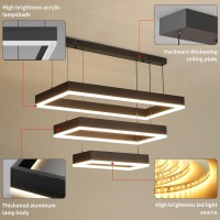 Modern Chandeliers For Living Dining Room 3Ring Rectangular Led Chandelier Light Fixture With Remote Control Dimming Hanging