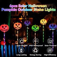 Ubyyddo Solar Halloween Pumpkin Pathway Lights Set Of 6 Garden Stake Lights For Halloween Decorations Multicolor Outdoor Wate