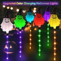 Upgraded 6Pack Halloween Solar Lights For Outdoor Decorations Color Changing Scary Ghosts Witches Hats Halloween Pathway Light