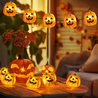 Coquimbo Halloween Decorations Pumpkin Lights 10Ft 30 Led Pumpkin Indoor String Lights Room Decor Battery Operated Fairy Lights